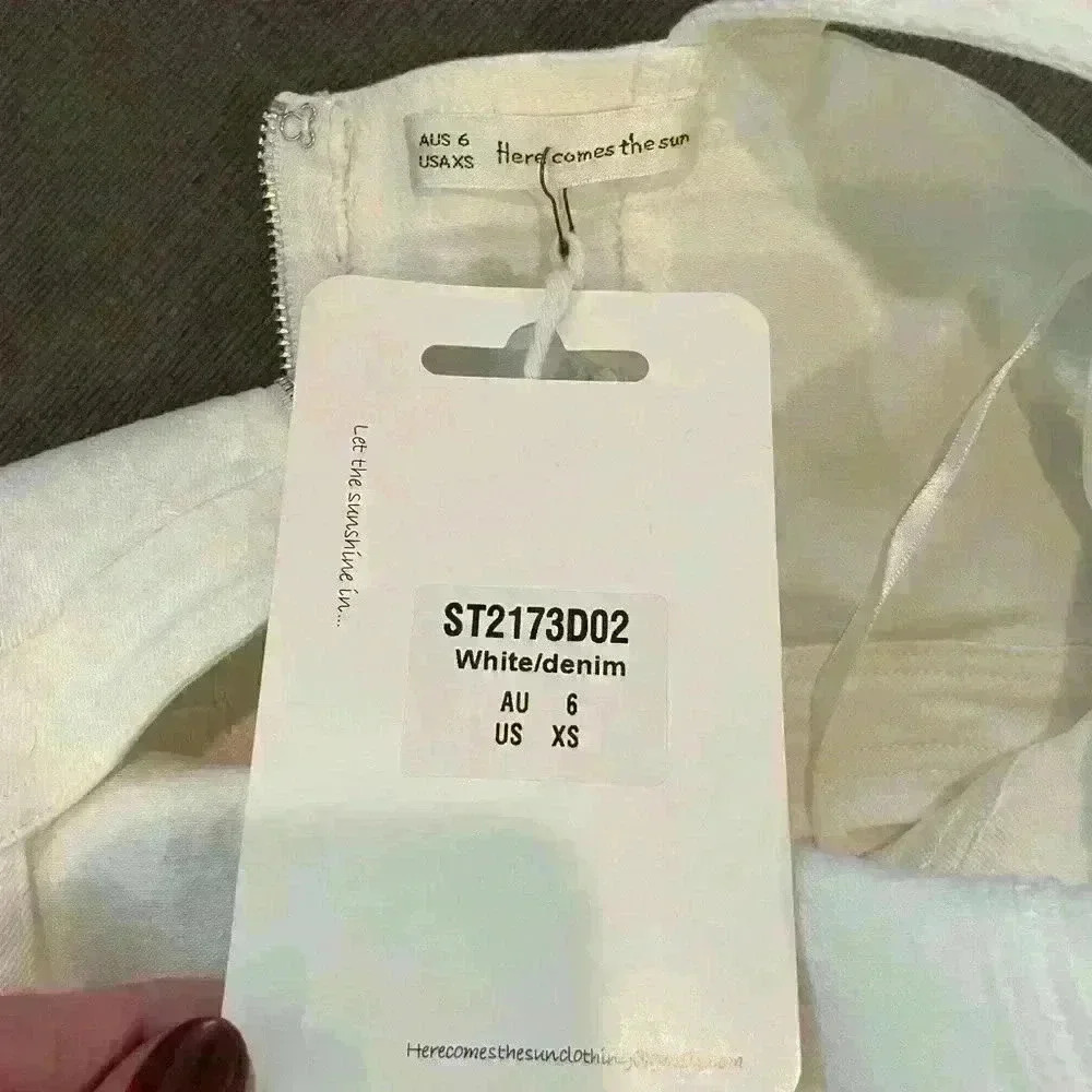 NWT- Here comes the sun white denim dress , size XS - Picture 3 of 3